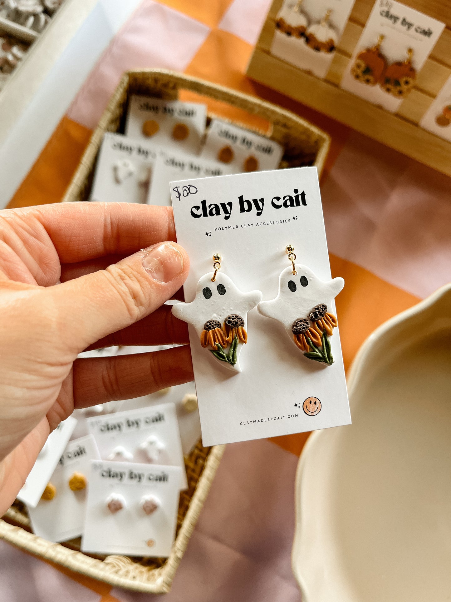 Floral Ghosty Clay Earrings