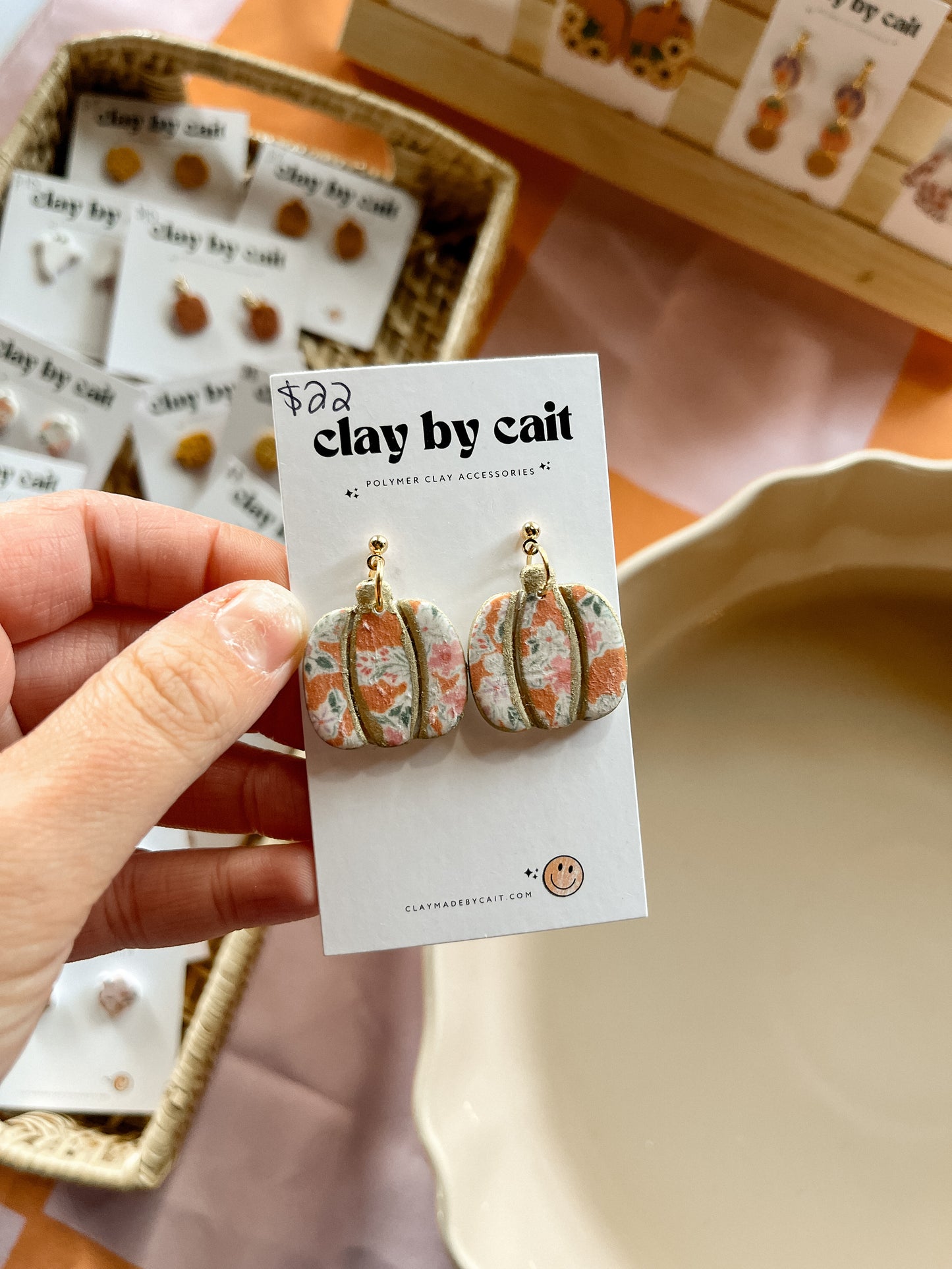 Pumpkin Clay Earrings