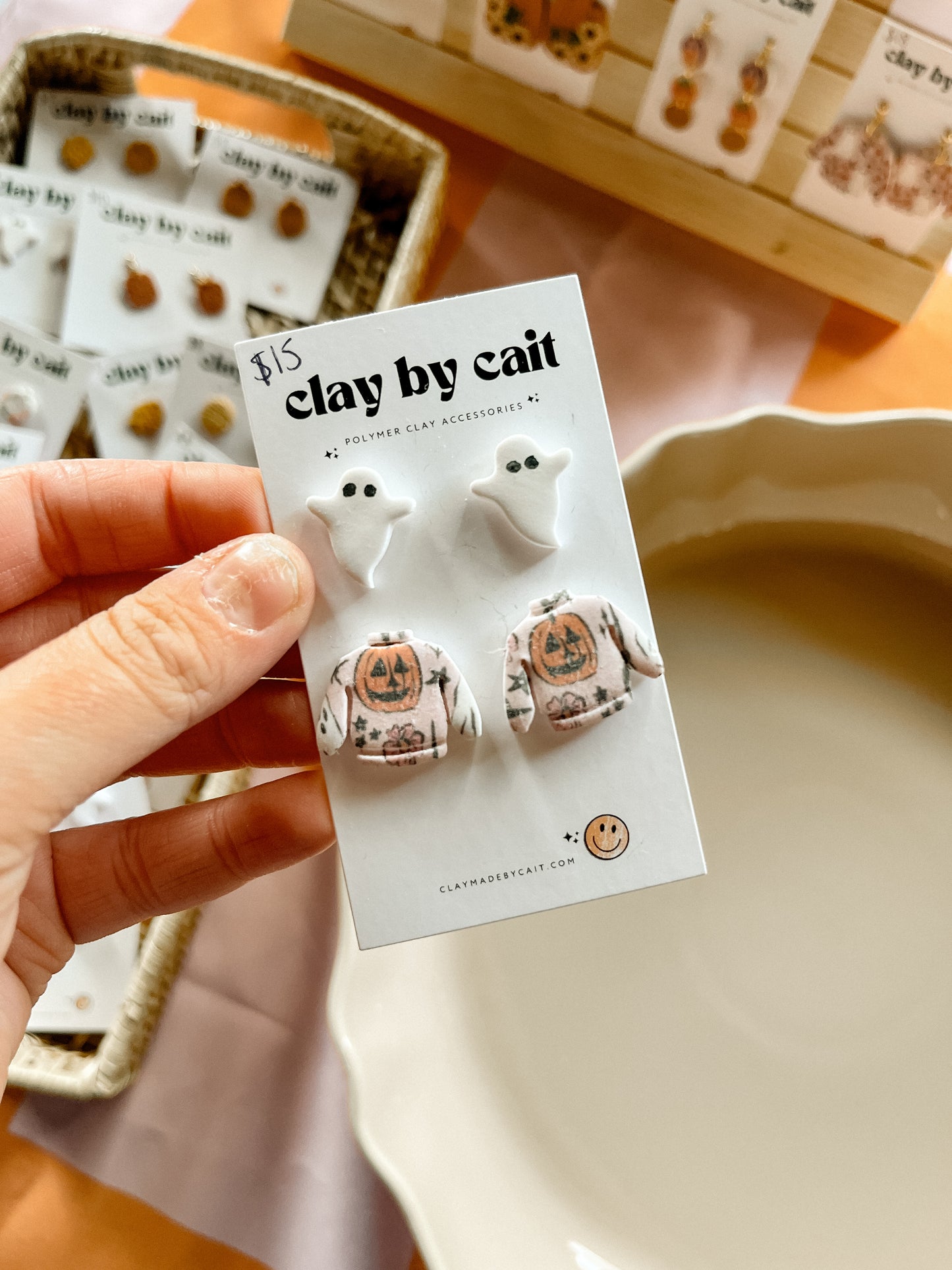 Halloween Stud Clay Earrings