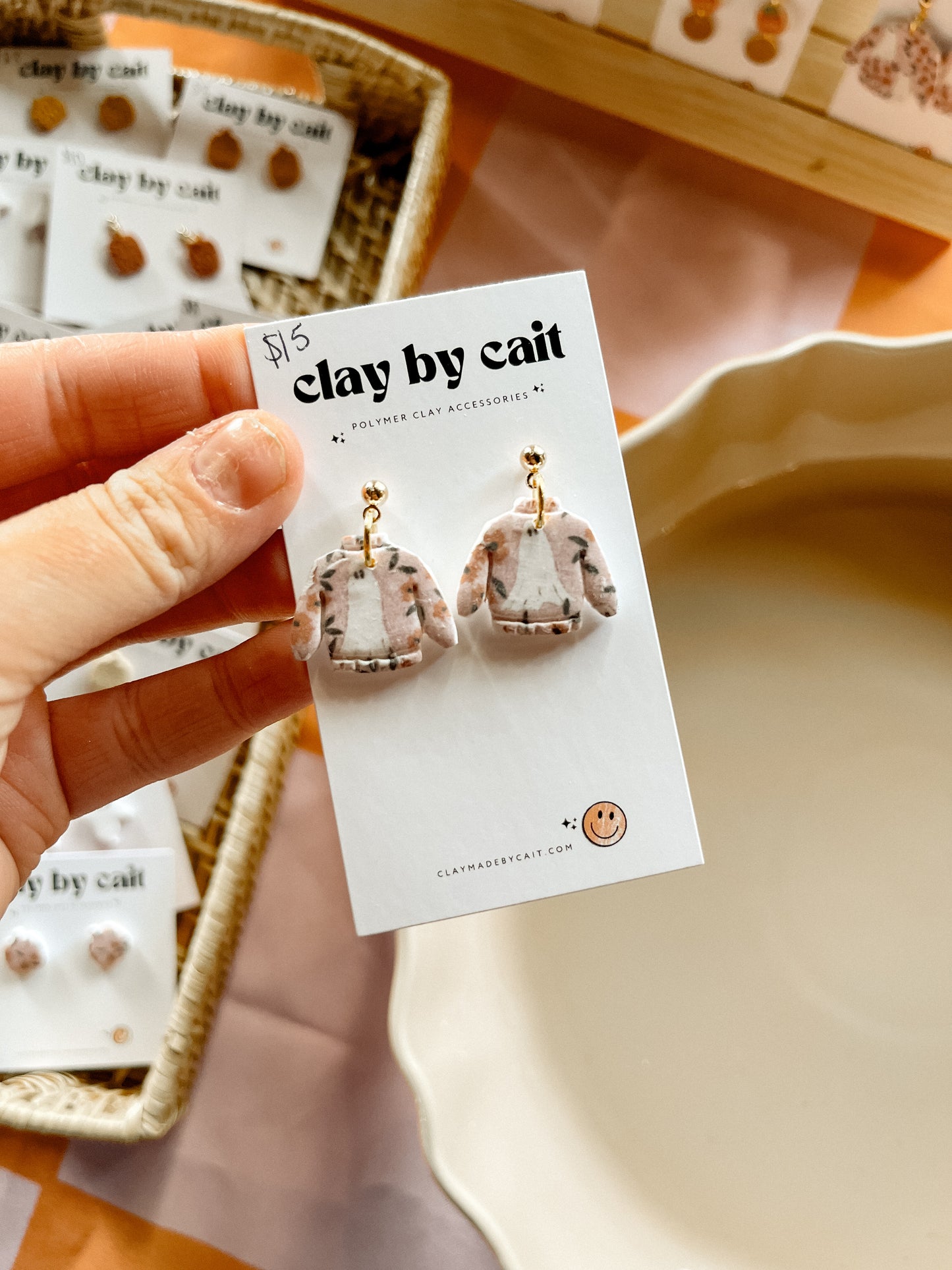 Mini Halloween Sweater Clay Earrings