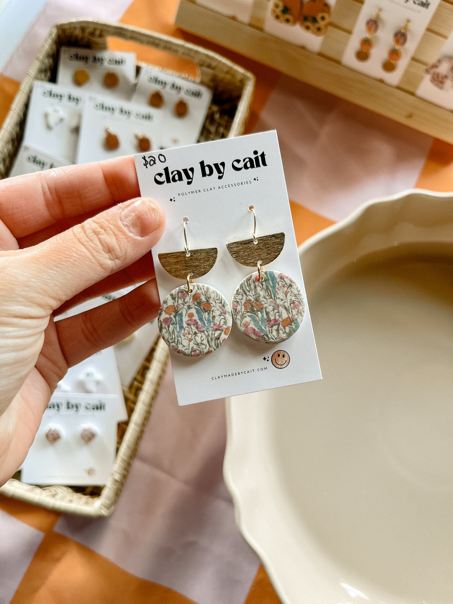 Fall Floral Clay Earrings