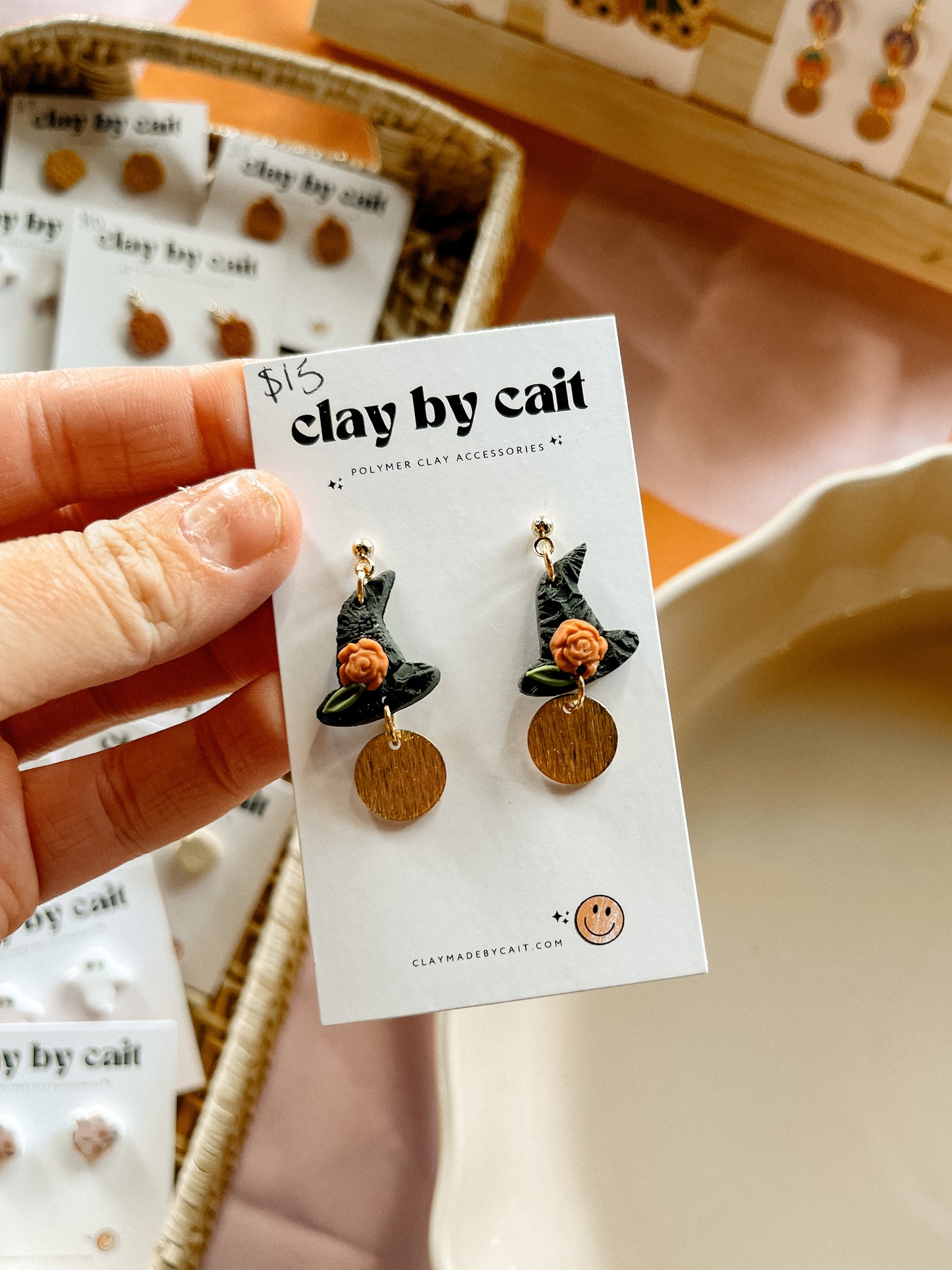 Witch Hat Clay Earrings