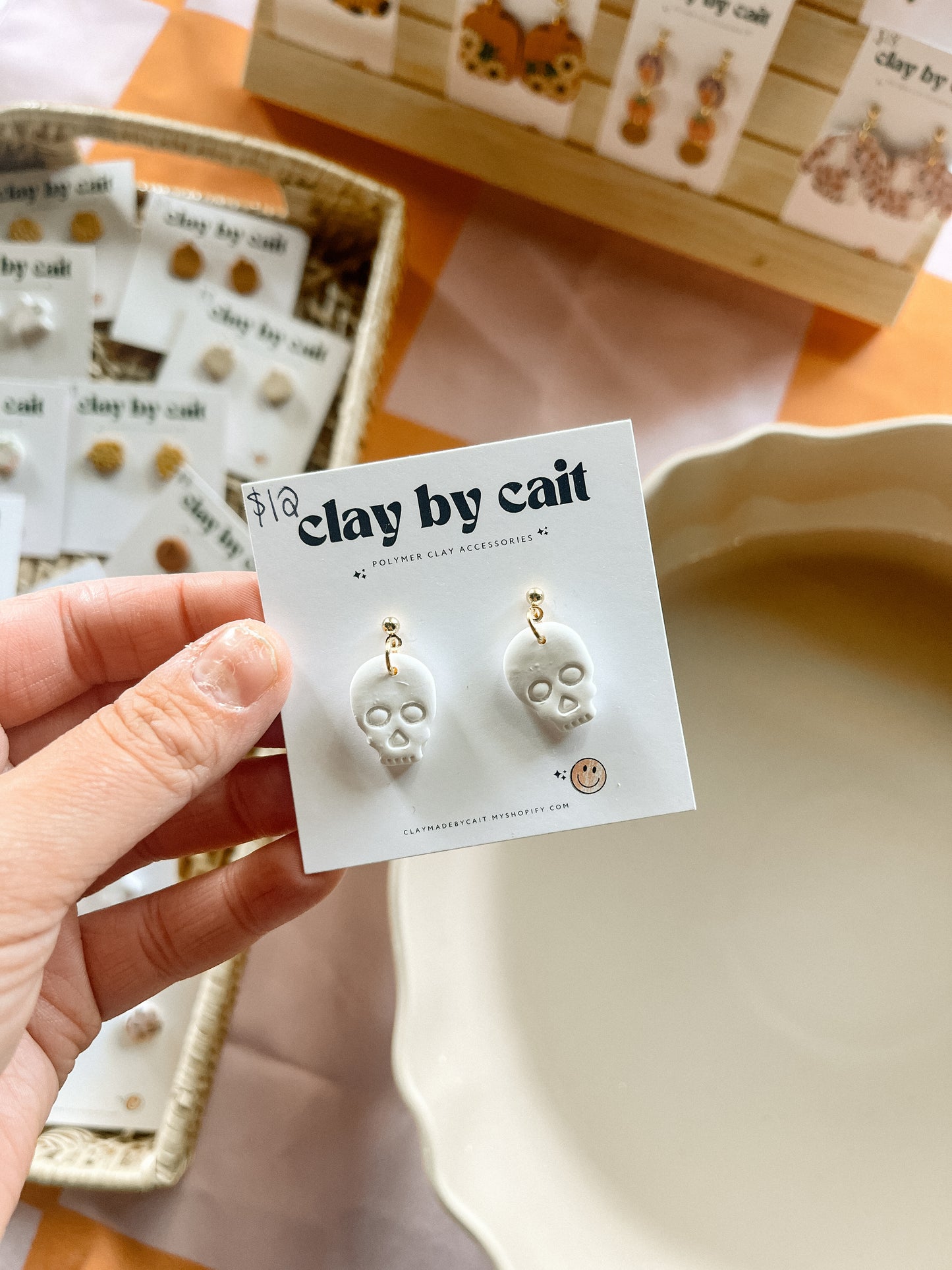 Skull Clay Studs