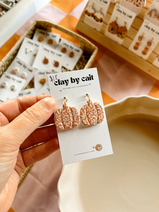 Pumpkin Clay Earrings