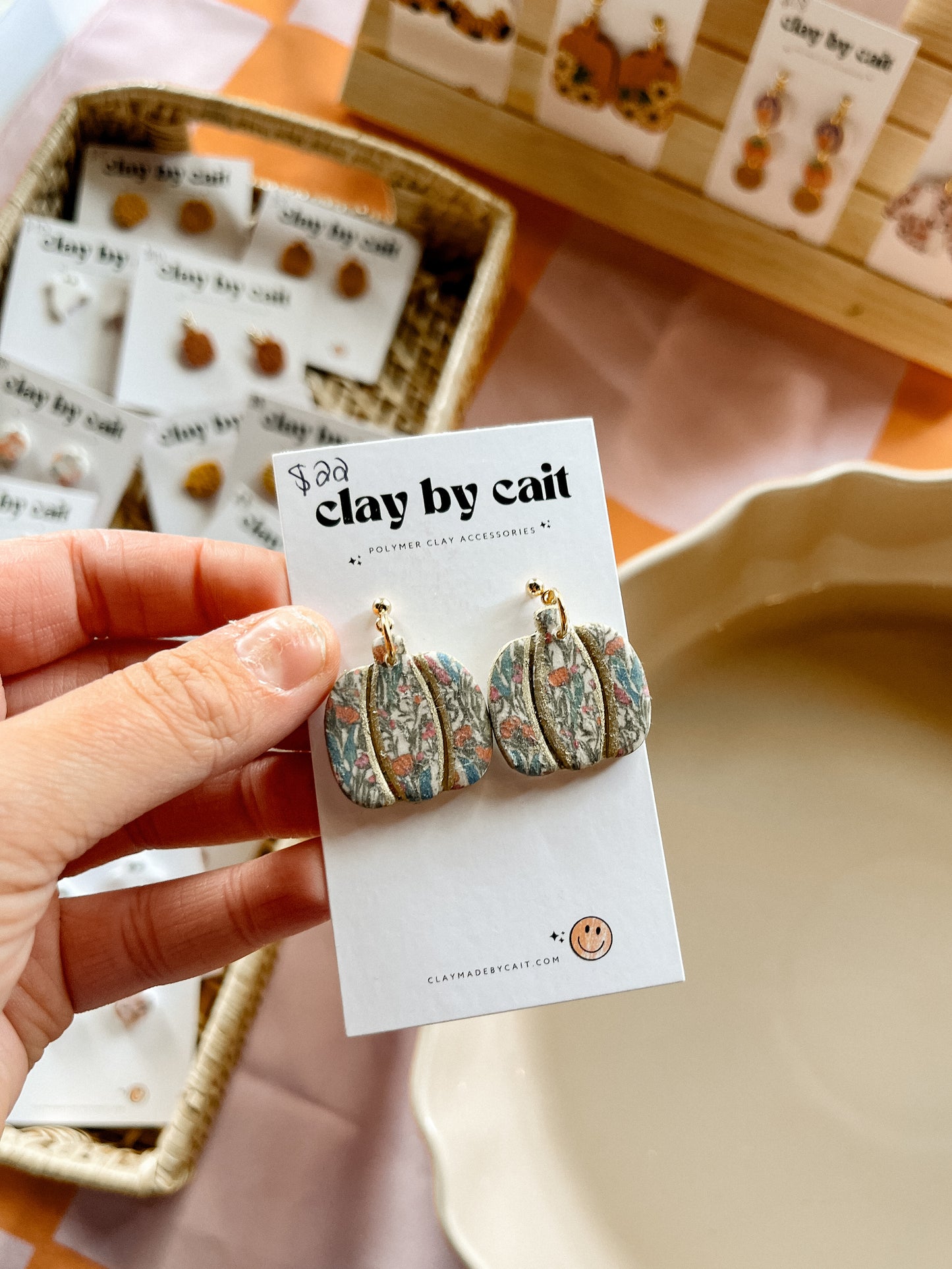 Pumpkin Clay Earrings
