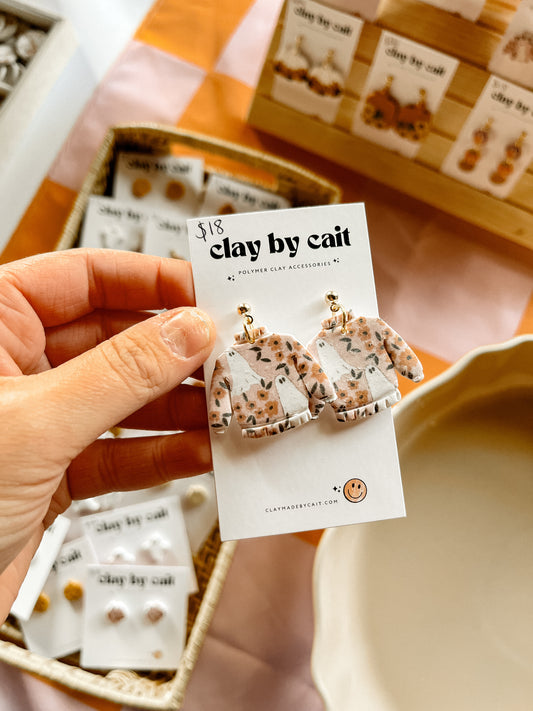 Ghosty Sweater Clay Earrings
