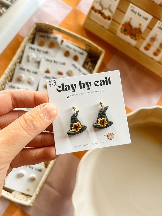 Witch Hat Clay Earrings
