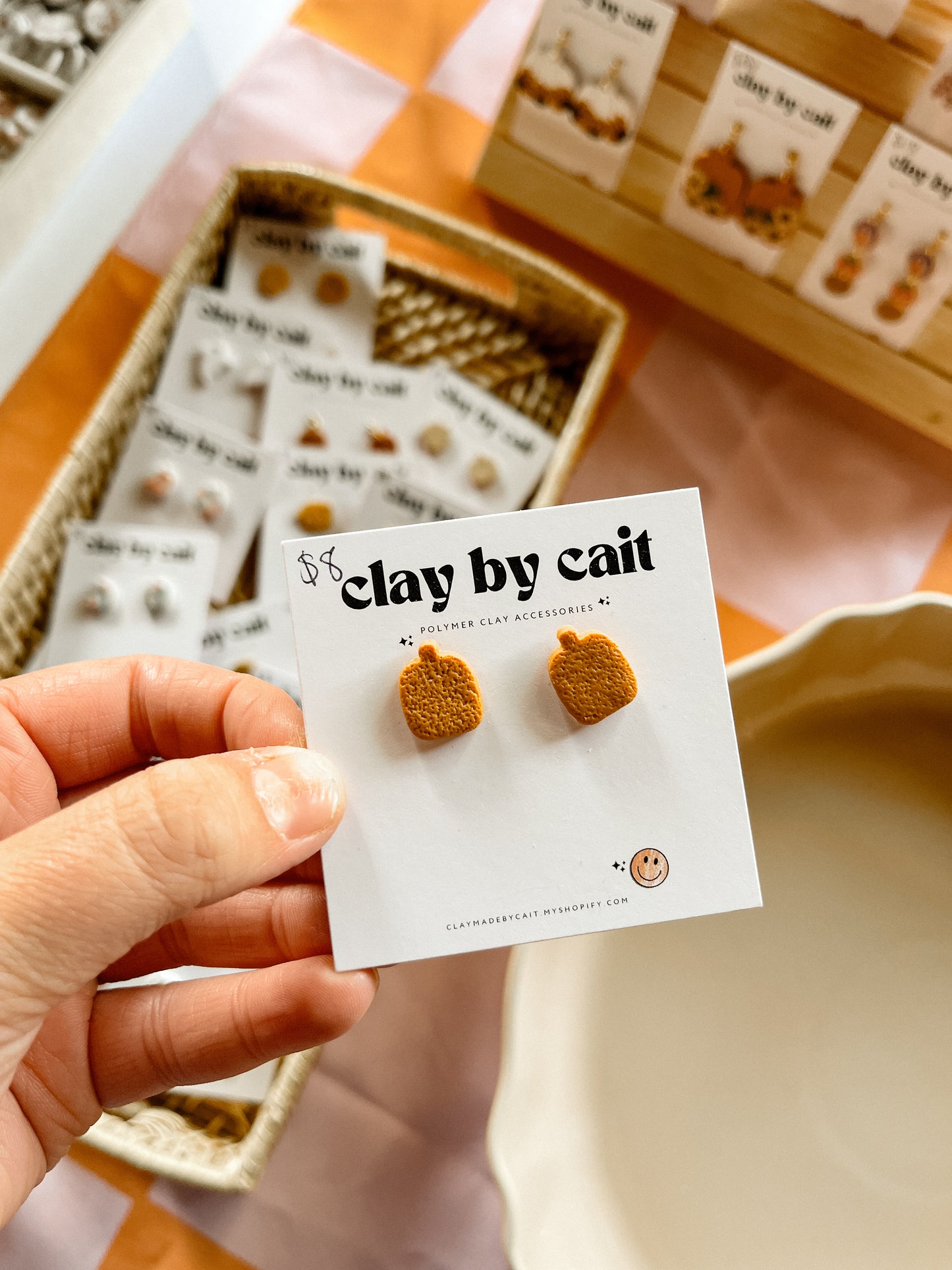 Pumpkin Clay Studs