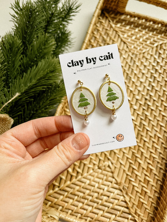 Clay Holiday Earring, Handpainted