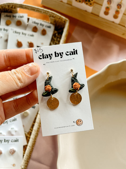 Witch Hat Clay Earrings