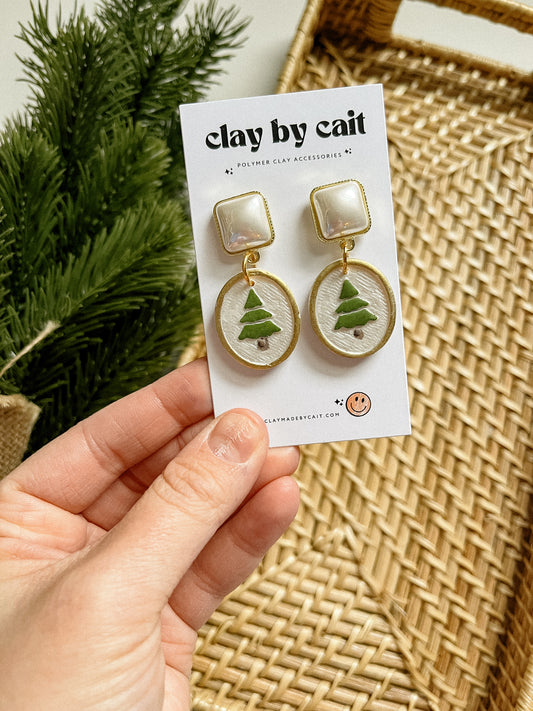 Clay Holiday Earring, Handpainted