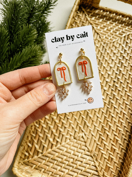 Clay Holiday Earring, Handpainted