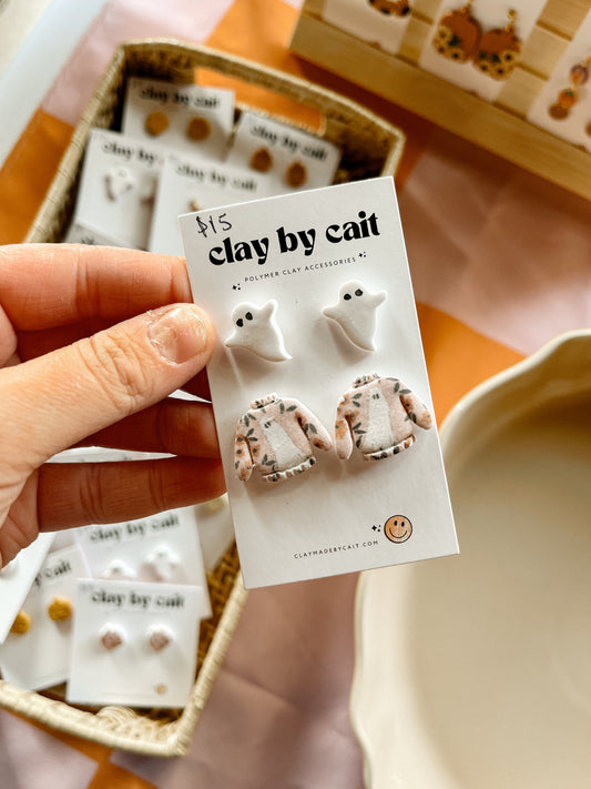 Halloween Clay Earring Studs